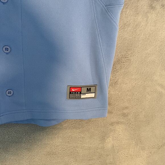 North Carolina Team Issued Baseball Jersey Shirt Nike Tar Heels Medium Blue - Picture 3 of 7